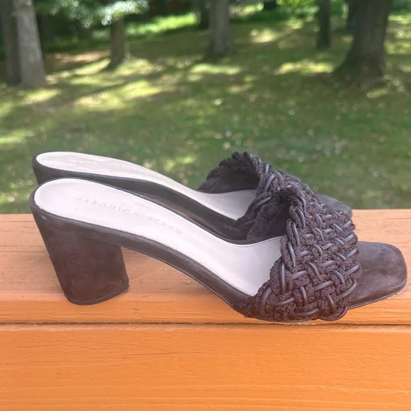 Veronica Beard Kerra Woven block-Heiled suede slide sandals - Picture 5 of 16